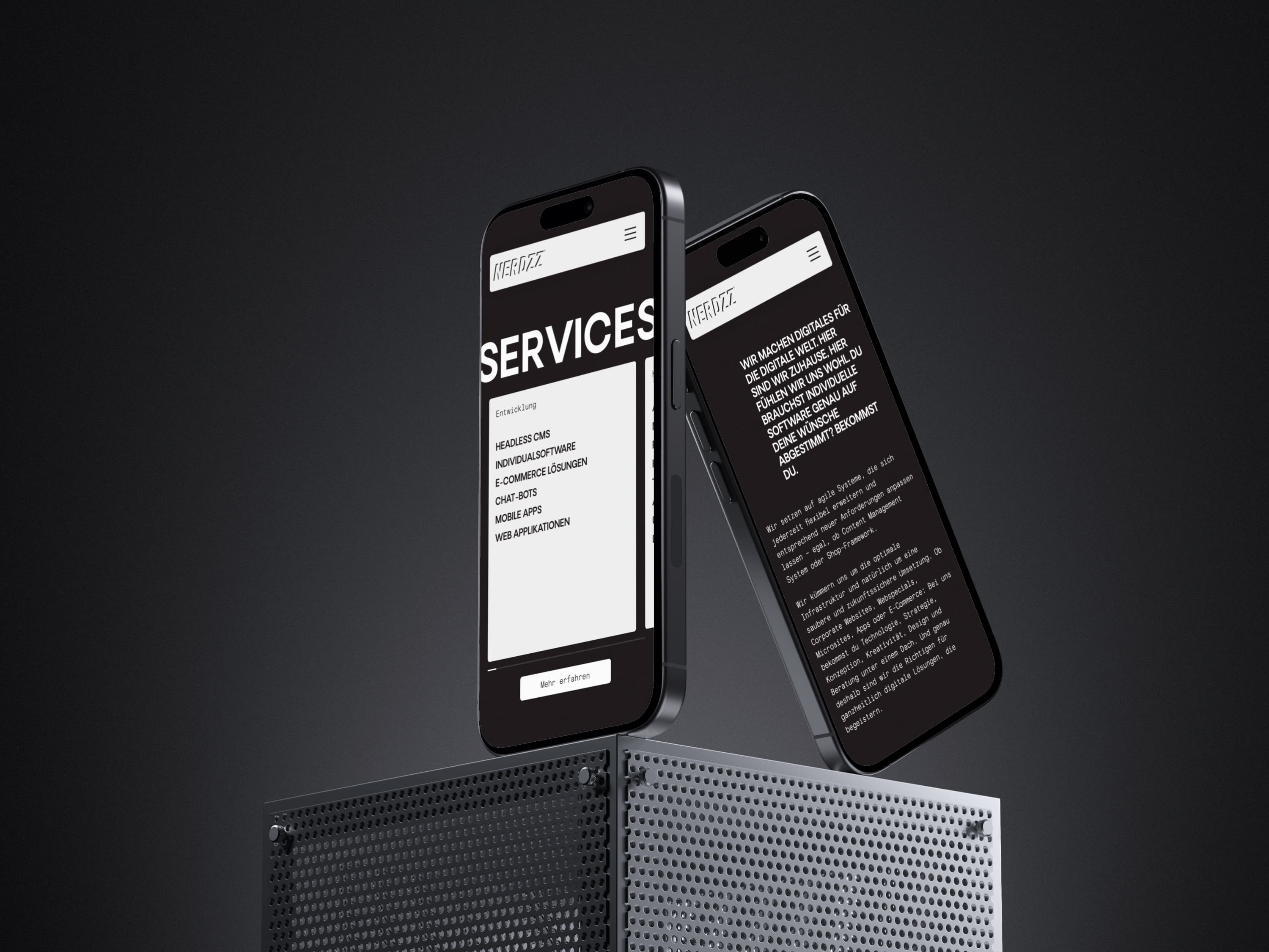 iPhone mockup services and text from nerdzz